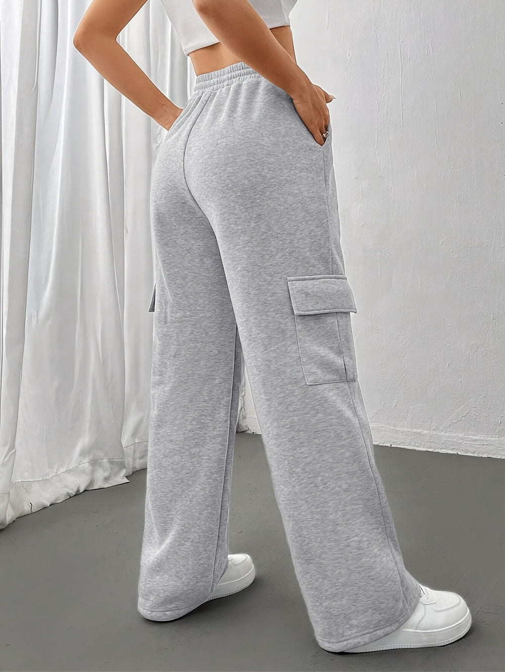 Sutton | Relaxed Fleece Cargo Sweatpants Wide Leg