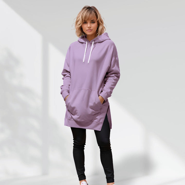 Womens oversized hoodie dress longline, view 4