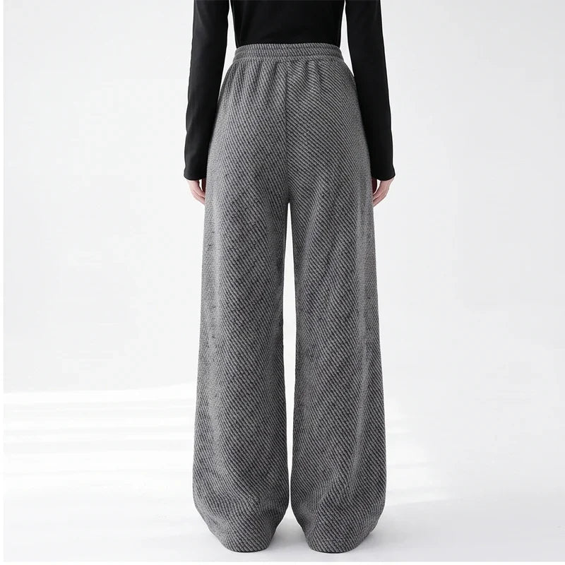 Rhea | Herringbone Wide Leg Pull On Pants