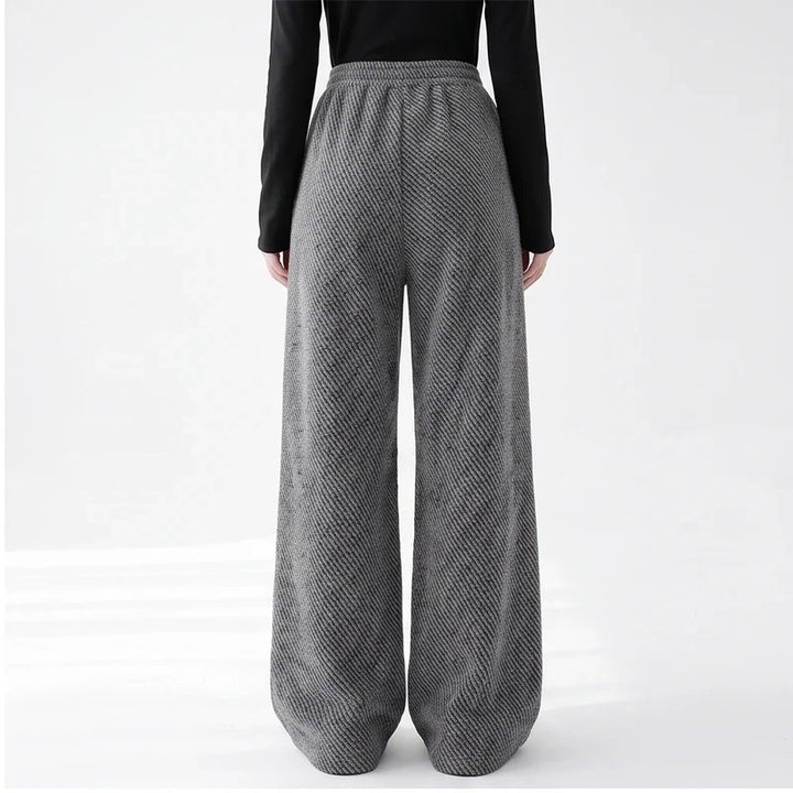 Rhea | Herringbone Wide Leg Pull On Pants