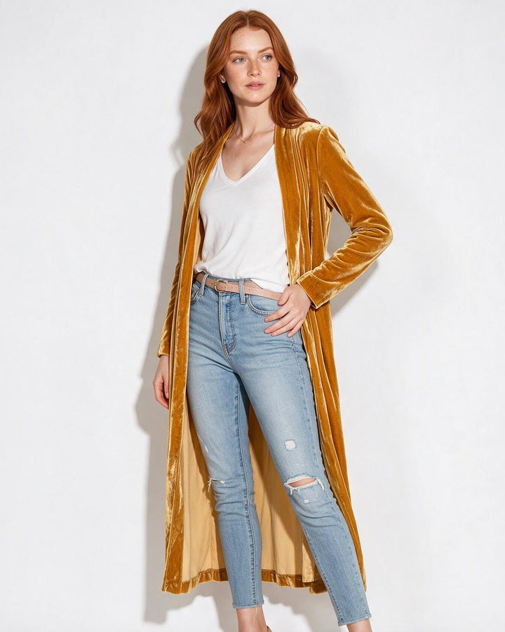 Cassia | Womens Velvet Maxi Duster Coat