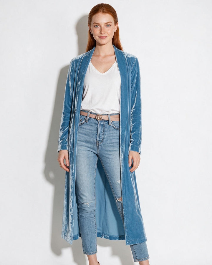 Cassia | Womens Velvet Maxi Duster Coat