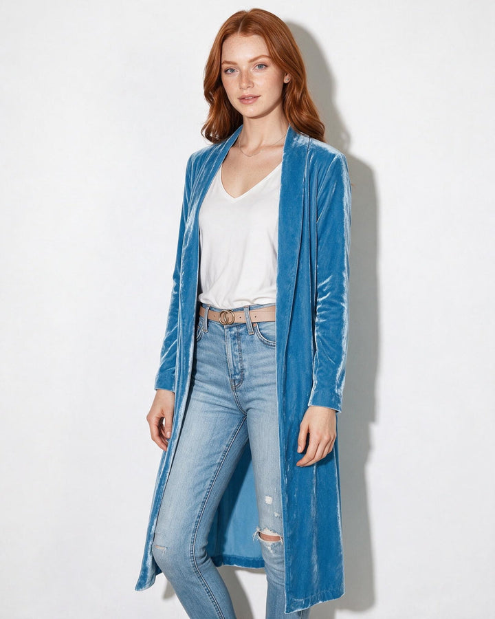 Cassia | Womens Velvet Maxi Duster Coat