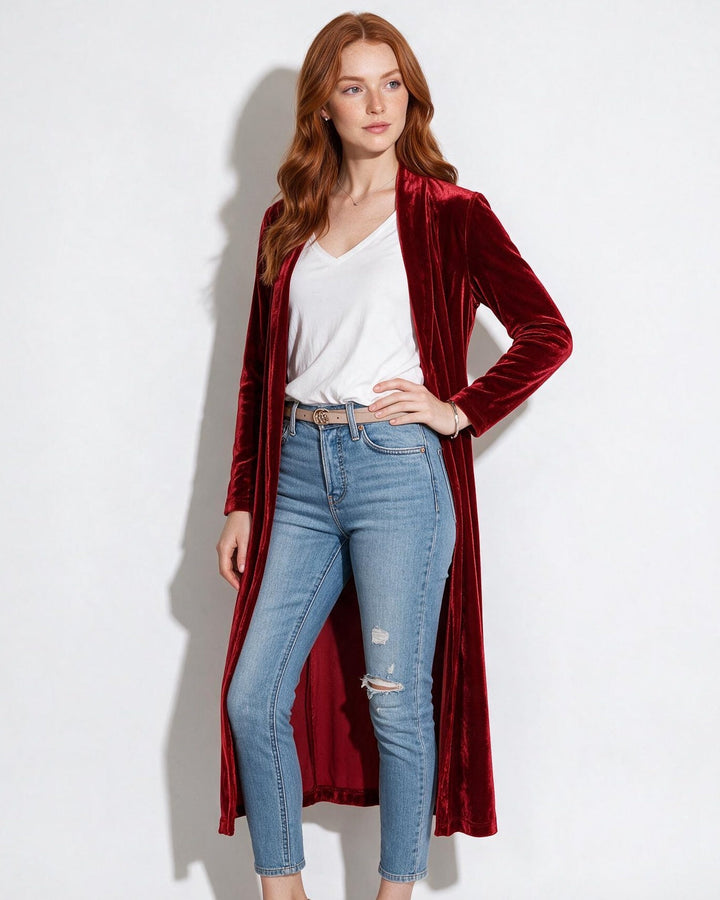 Cassia | Womens Velvet Maxi Duster Coat