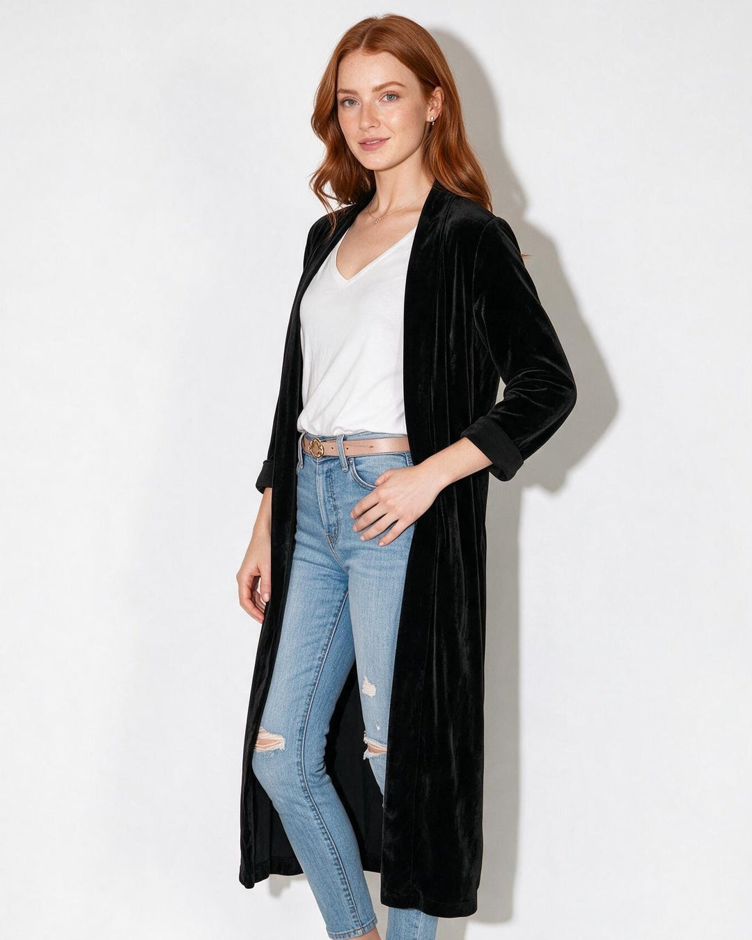 Cassia | Womens Velvet Maxi Duster Coat
