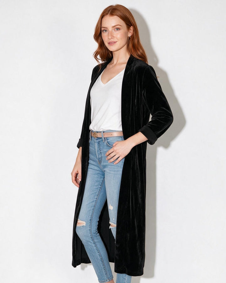 Cassia | Womens Velvet Maxi Duster Coat