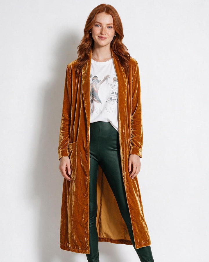Cassia | Womens Velvet Maxi Duster Coat