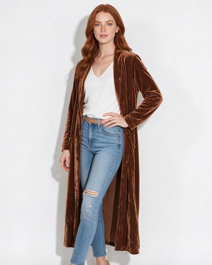 Cassia | Womens Velvet Maxi Duster Coat