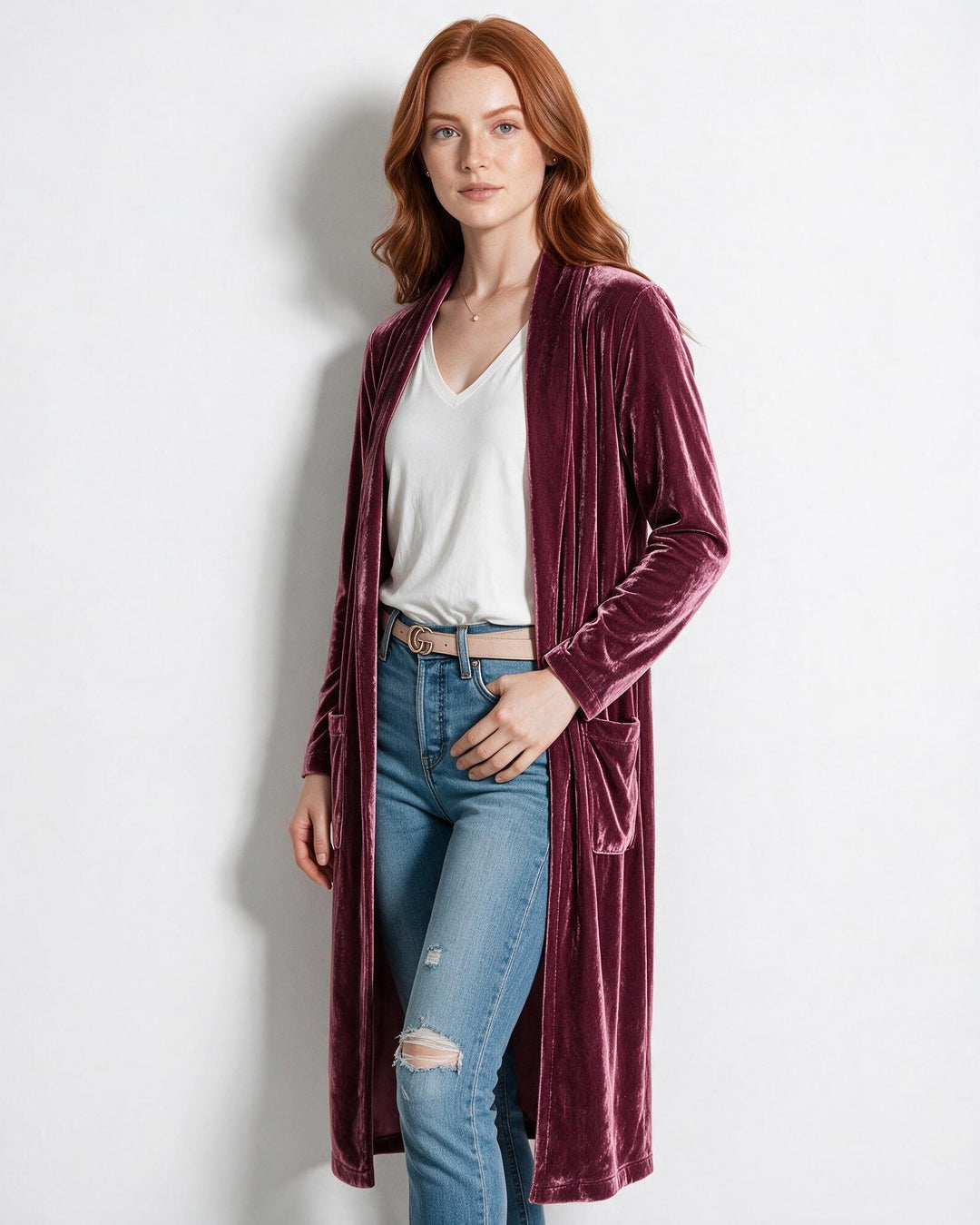 Cassia | Womens Velvet Maxi Duster Coat