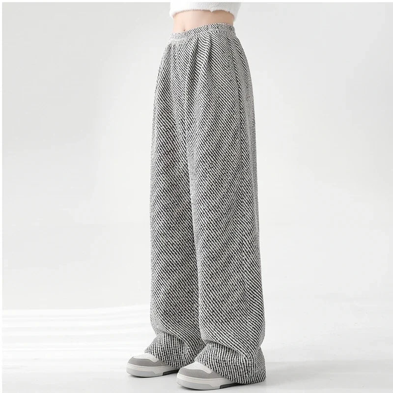 Rhea | Herringbone Wide Leg Pull On Pants