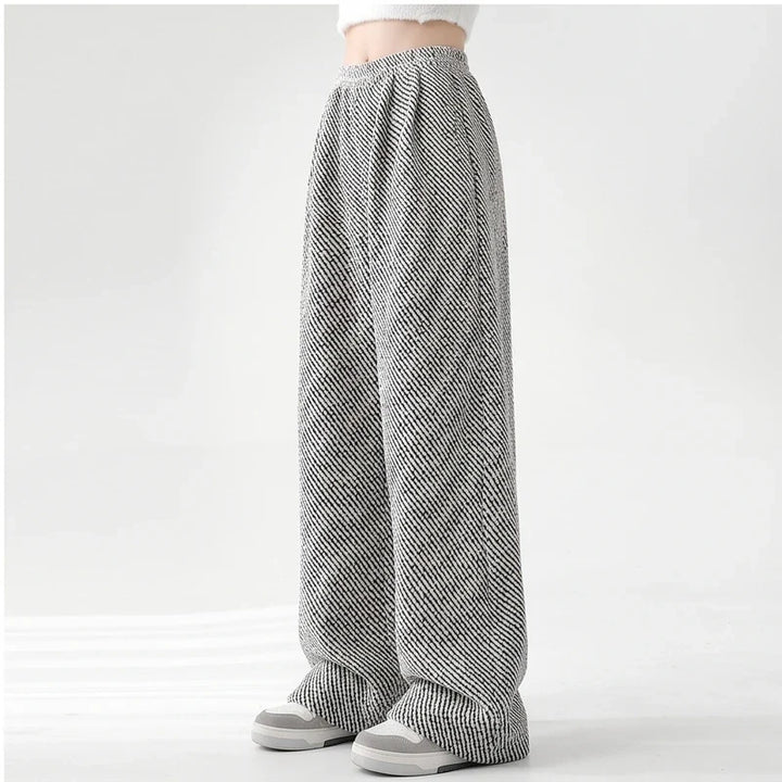 Rhea | Herringbone Wide Leg Pull On Pants
