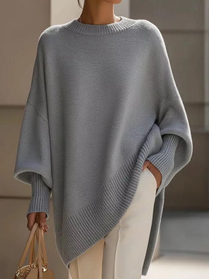Womens oversized batwing knit sweater, view 2