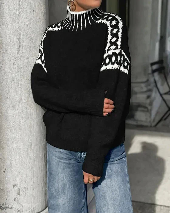 Vivian | Fair Isle Turtleneck Wool Blend Sweater Women
