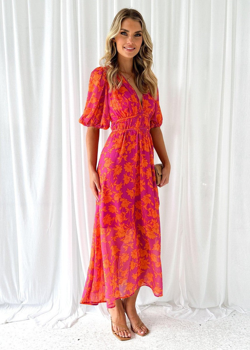 Addison | Wedding Guest Floral Midi Wrap Dress