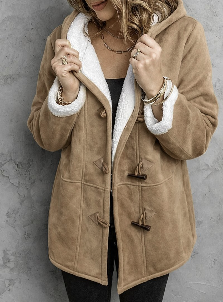 Beatrix | Womens Sherpa Lined Hooded Toggle Coat