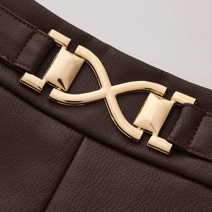 Fiona | Womens High-Waisted Leather Wide-Leg Trousers
