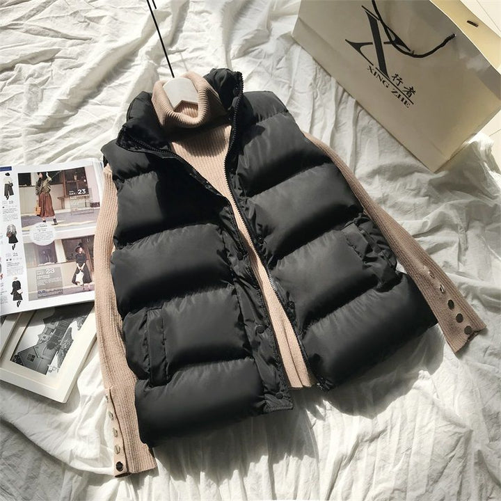 Nadia | Quilted Zip Puffer Vest Faux Fur Collar