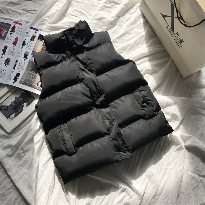 Nadia | Quilted Zip Puffer Vest Faux Fur Collar