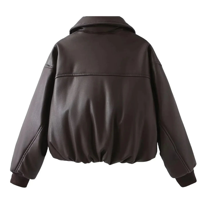 River | Oversized Faux Leather Bomber Jacket