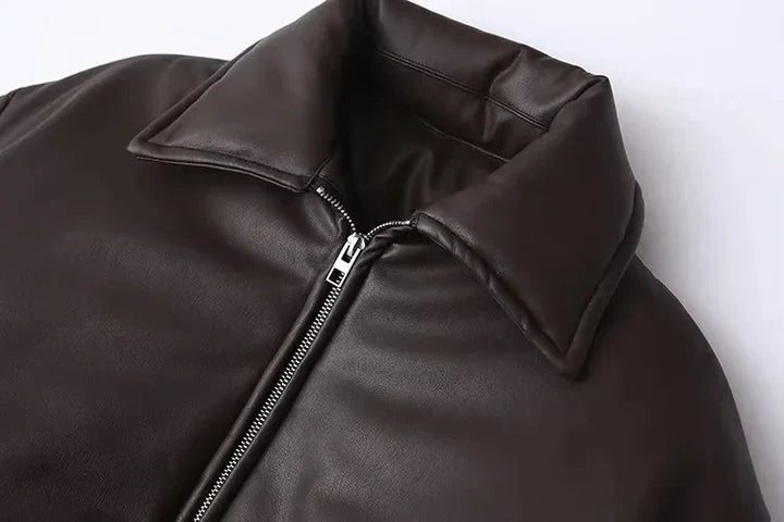 River | Oversized Faux Leather Bomber Jacket