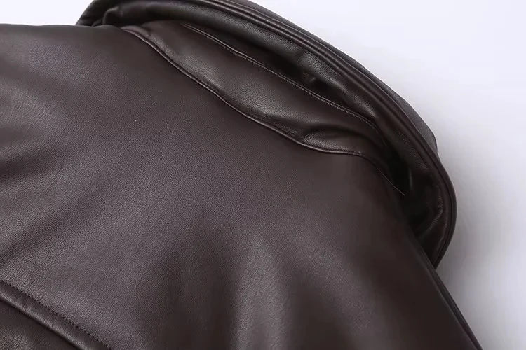 River | Oversized Faux Leather Bomber Jacket