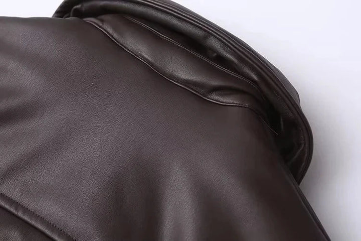 River | Oversized Faux Leather Bomber Jacket