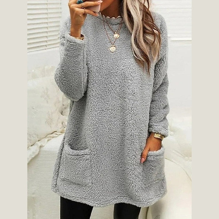 Mara | Buttoned Fleece Tunic Sweater Relaxed