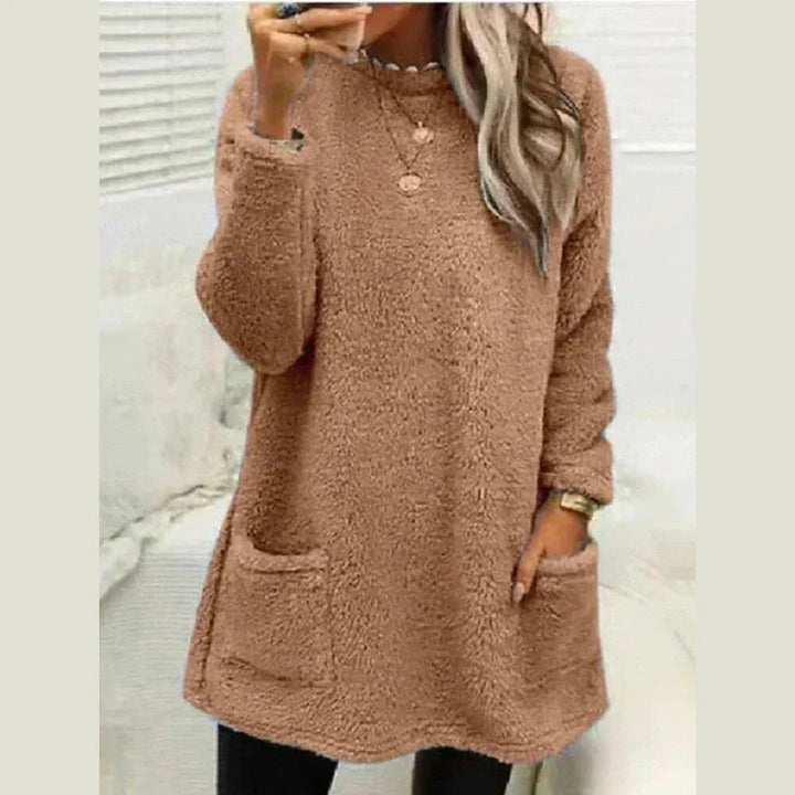 Mara | Buttoned Fleece Tunic Sweater Relaxed