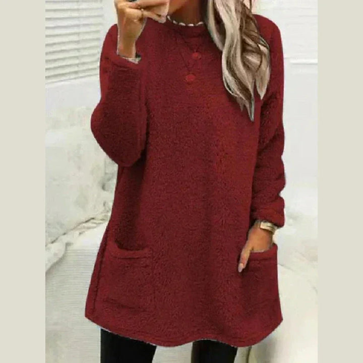 Mara | Buttoned Fleece Tunic Sweater Relaxed