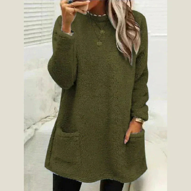 Mara | Buttoned Fleece Tunic Sweater Relaxed