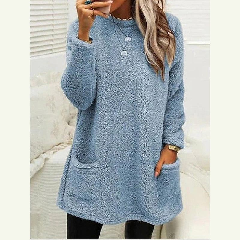 Mara | Buttoned Fleece Tunic Sweater Relaxed