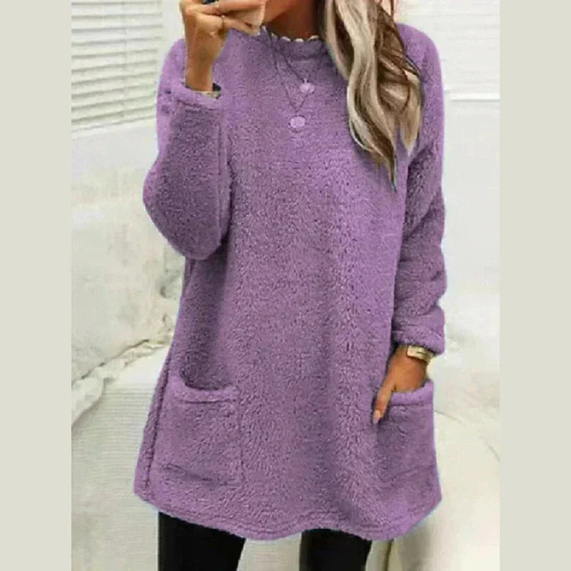 Mara | Buttoned Fleece Tunic Sweater Relaxed