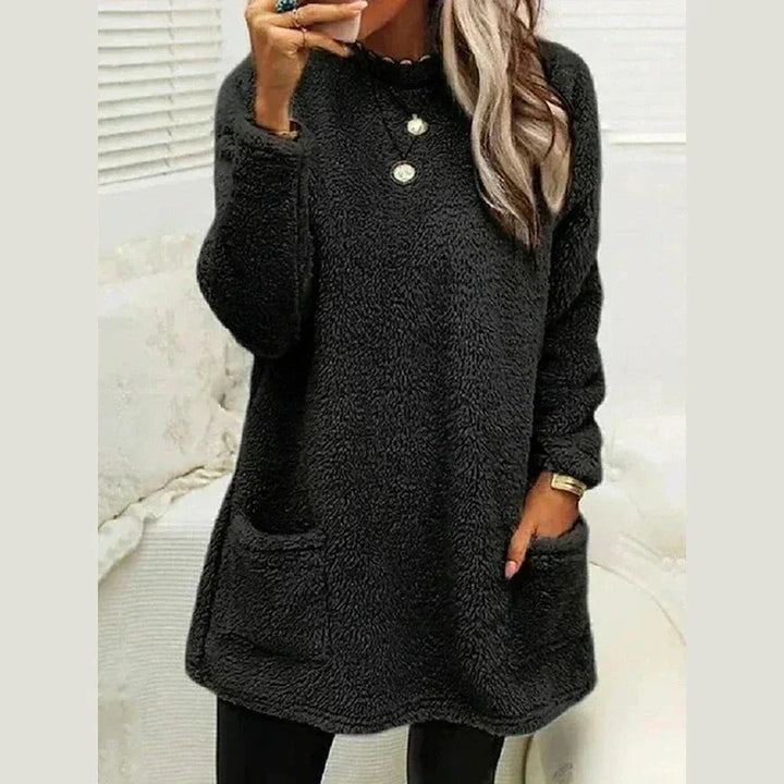 Mara | Buttoned Fleece Tunic Sweater Relaxed