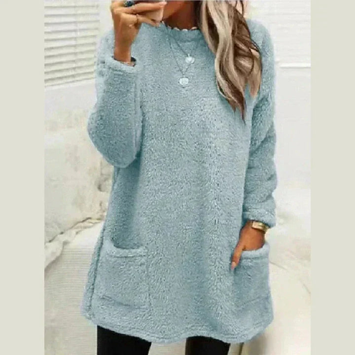 Mara | Buttoned Fleece Tunic Sweater Relaxed