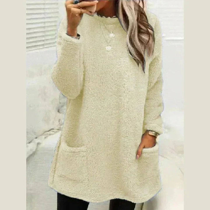 Mara | Buttoned Fleece Tunic Sweater Relaxed
