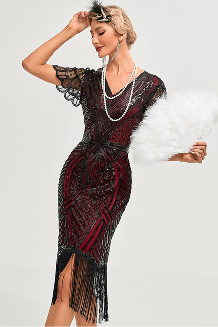 Mabel | Sequin Fringe Flapper Midi Dress