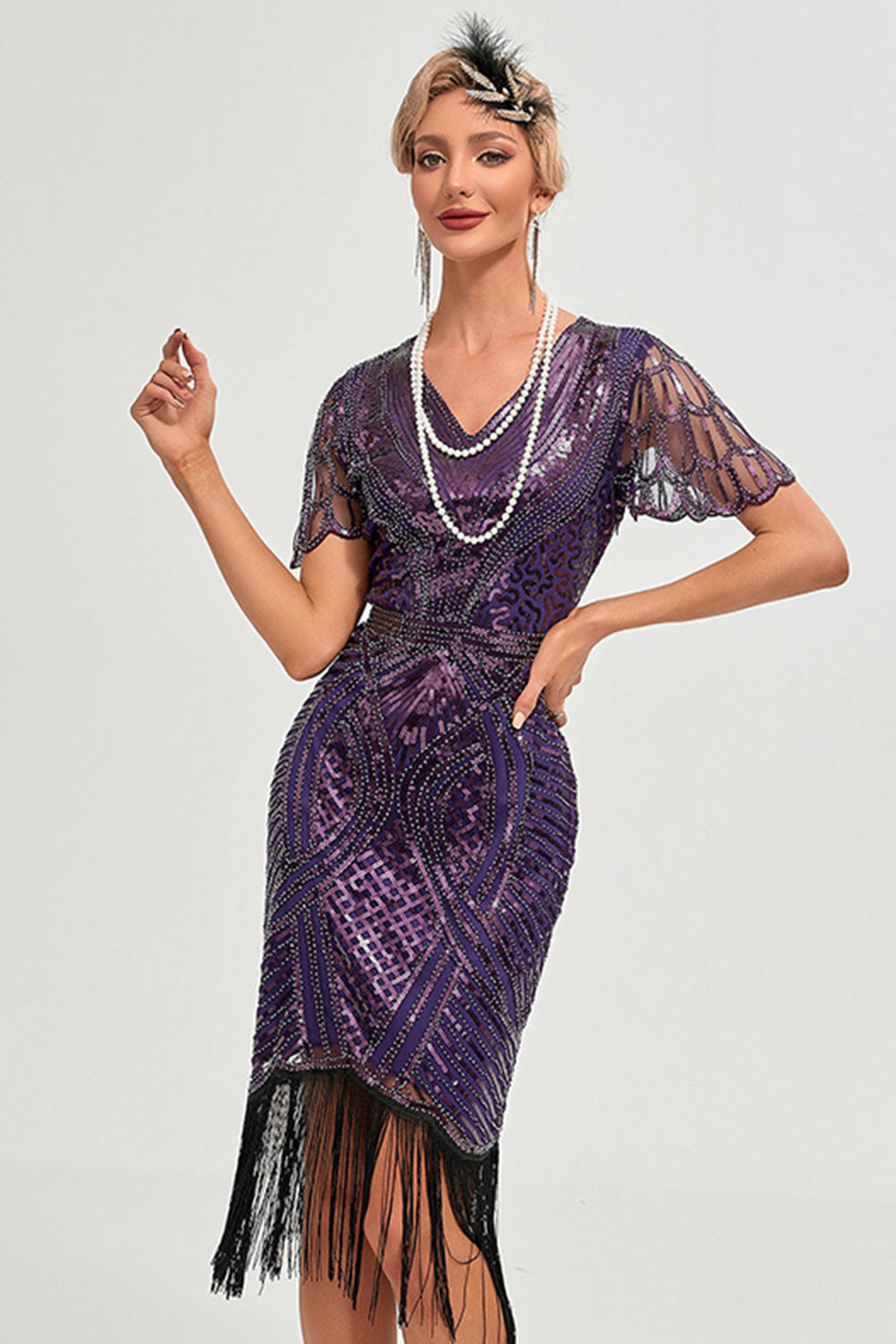 Mabel | Sequin Fringe Flapper Midi Dress