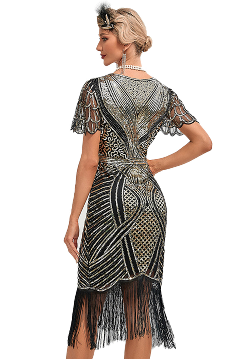 Mabel | Sequin Fringe Flapper Midi Dress