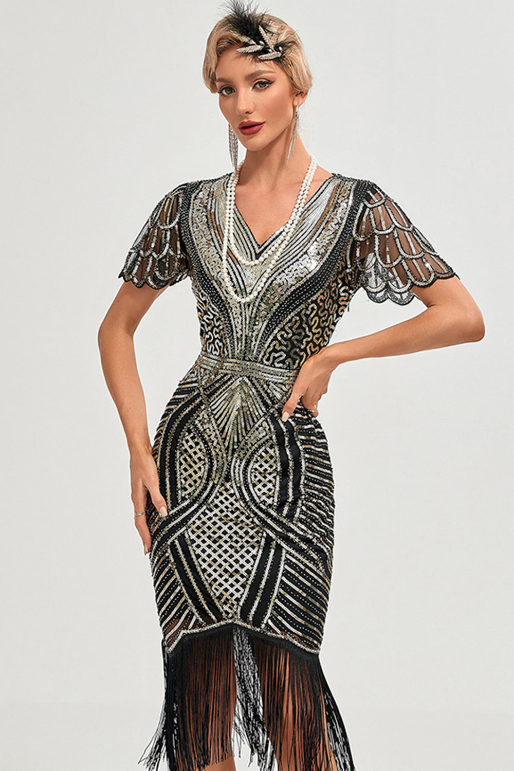 Mabel | Sequin Fringe Flapper Midi Dress