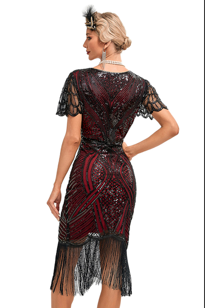 Mabel | Sequin Fringe Flapper Midi Dress