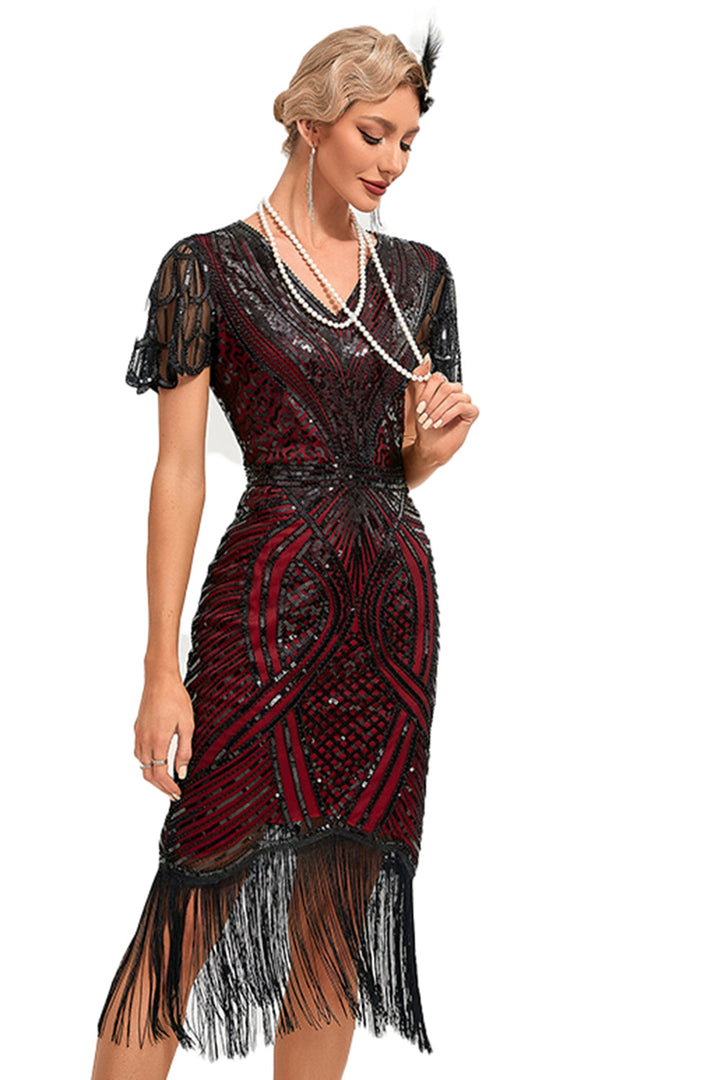Mabel | Sequin Fringe Flapper Midi Dress