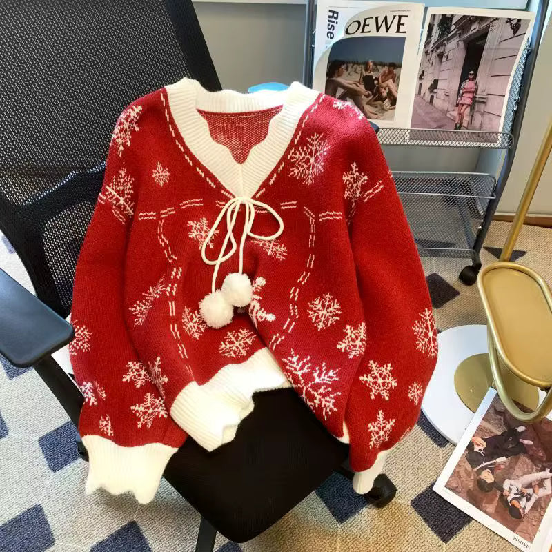 Layla | Womens Knitted V Neck Christmas Sweater