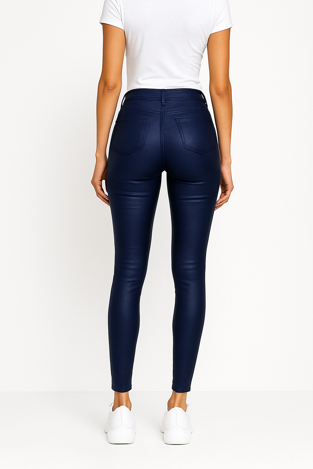 Womens high waist faux leather skinny trousers, view 7