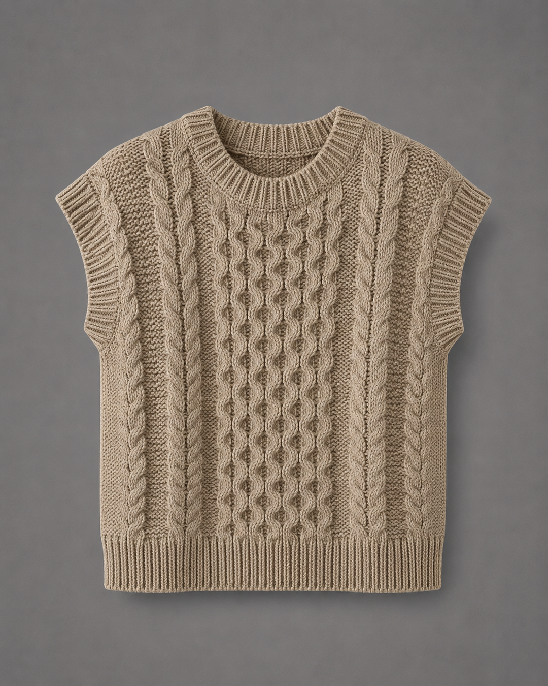 Womens cable knit sweater vest, view 1