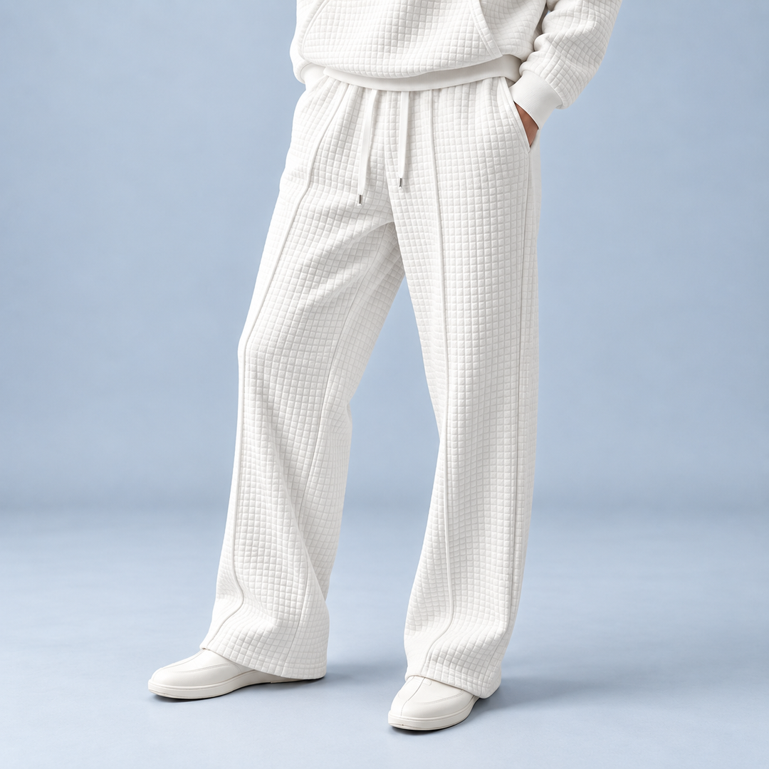 Parker | Quilted Hooded Sweatpants Relaxed Wide Leg