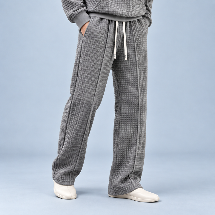 Parker | Quilted Hooded Sweatpants Relaxed Wide Leg