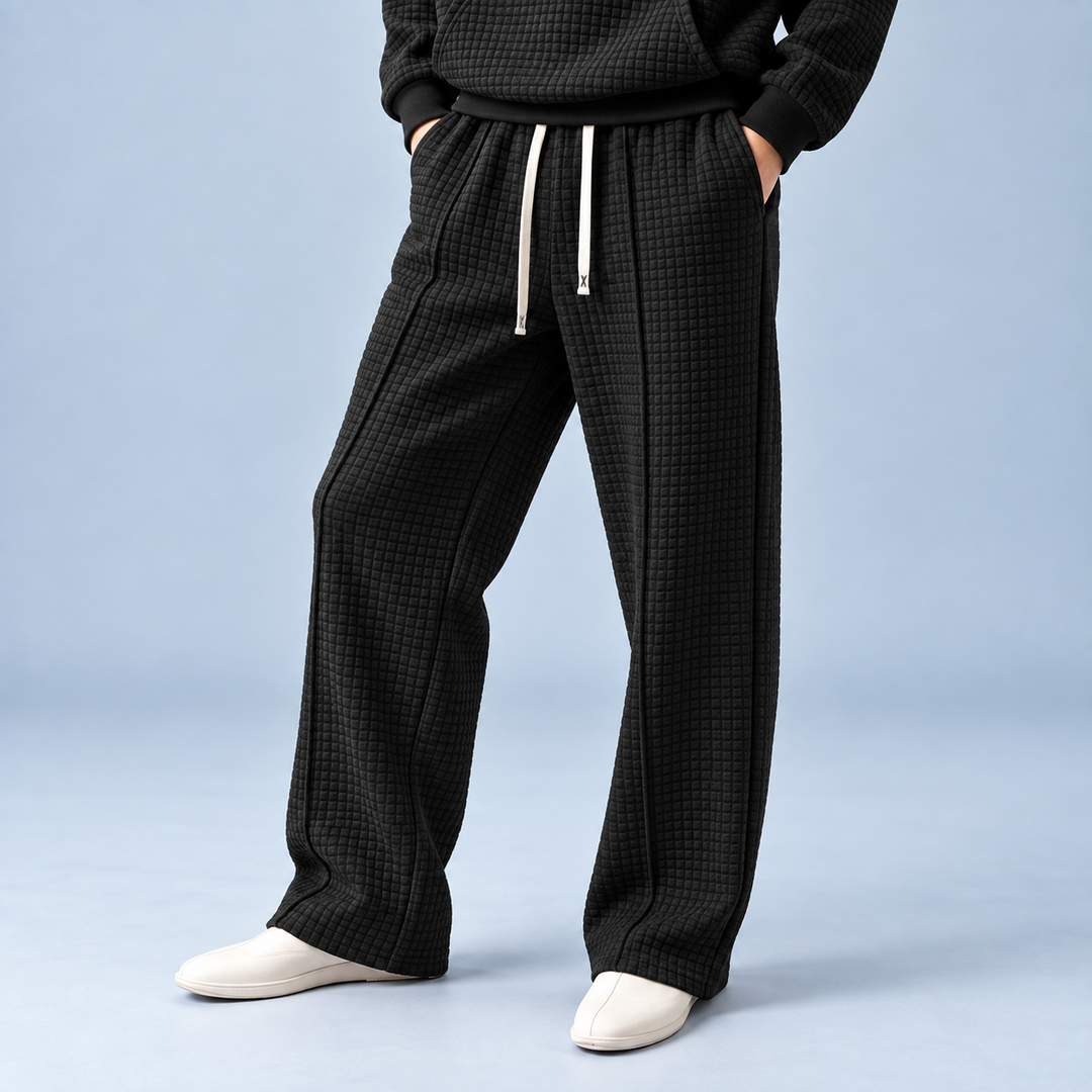 Parker | Quilted Hooded Sweatpants Relaxed Wide Leg