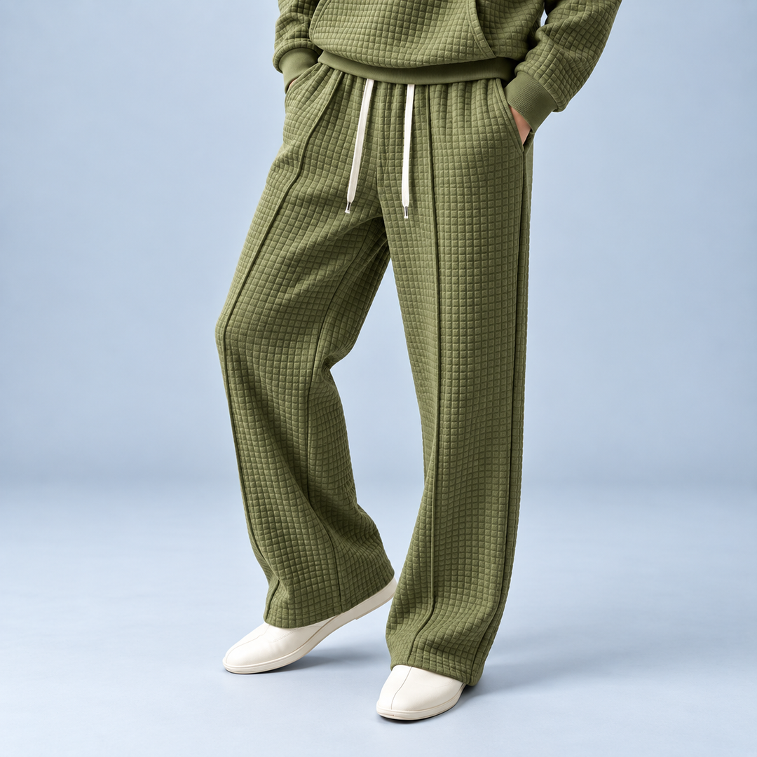 Parker | Quilted Hooded Sweatpants Relaxed Wide Leg