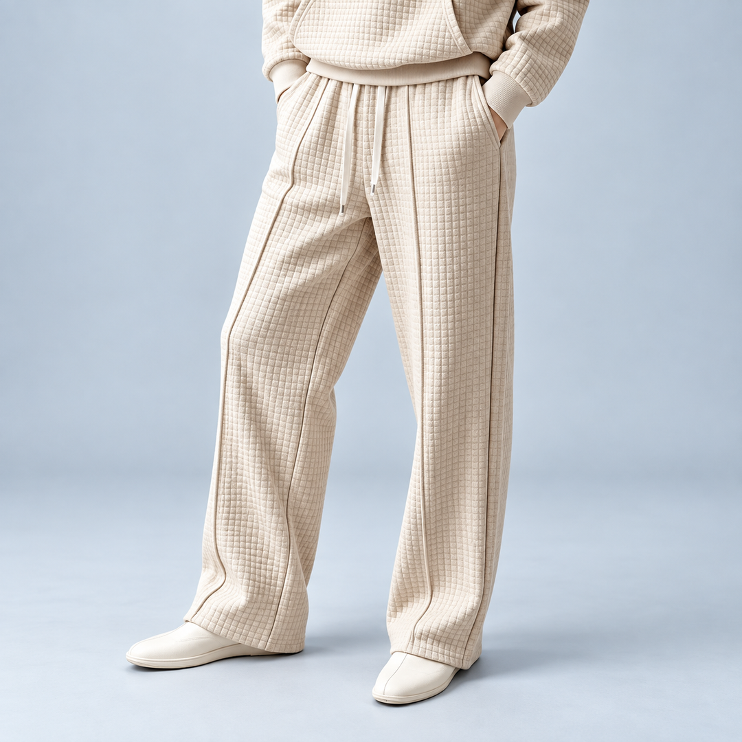 Parker | Quilted Hooded Sweatpants Relaxed Wide Leg