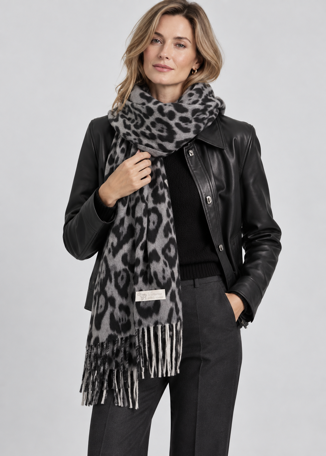 Juliet | Leopard Wool Blend Wrap Scarf